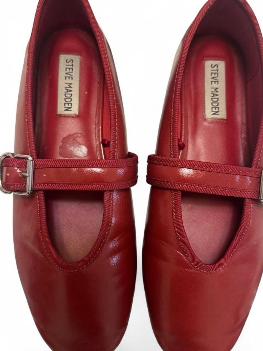 Steve Madden Red Mary Jane Strap Flats